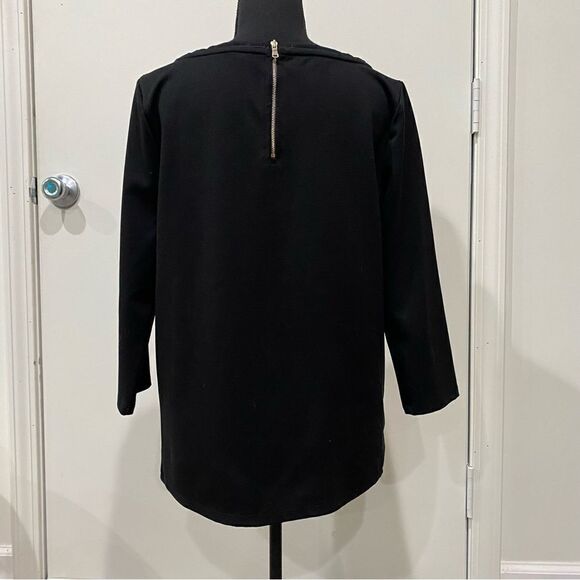Ann Taylor Jewel Neck Black 3/4 sleeve blouse Size M - Picture 5 of 6